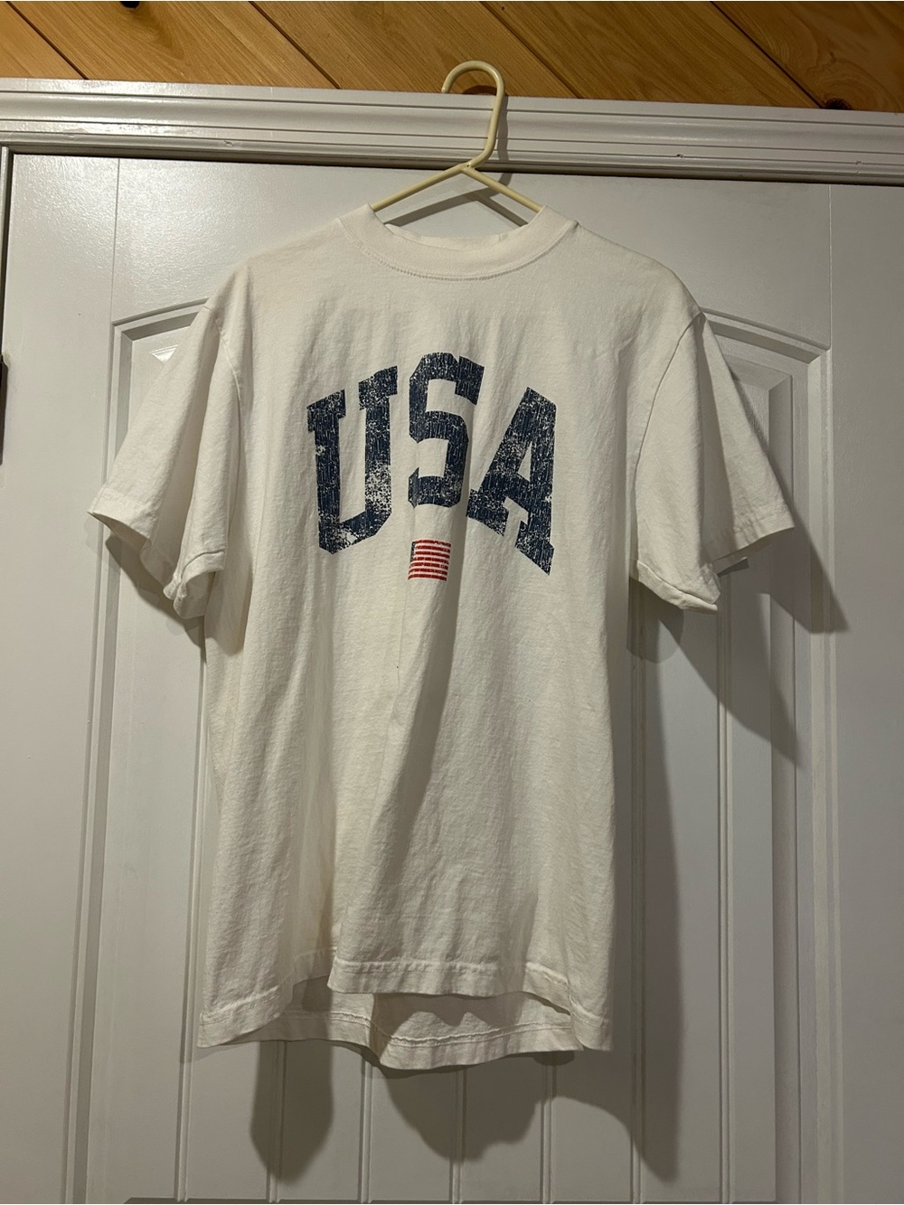 Altar'd State White USA Graphic Tee with Navy and Red Accents